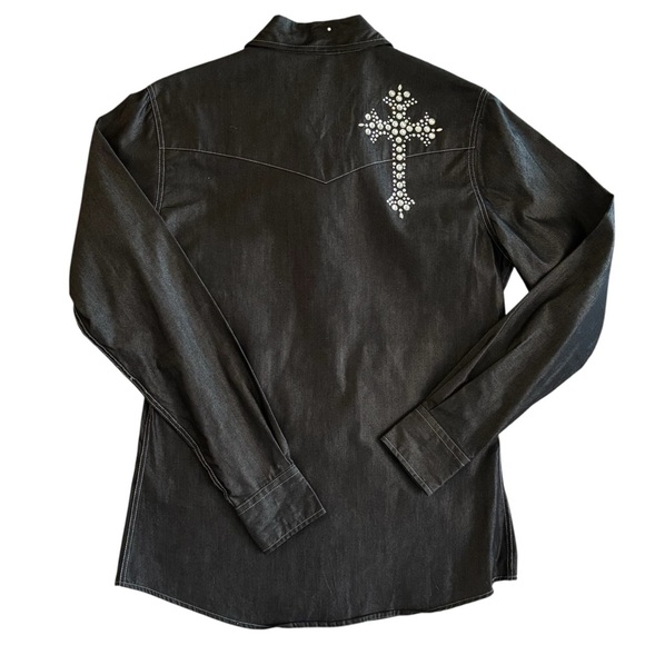 COWGIRL HARDWARE - SIZE MEDIUM - 100% DARK /BLACK WASH - RHINESTONE ACCENTS B21 - Picture 3 of 8